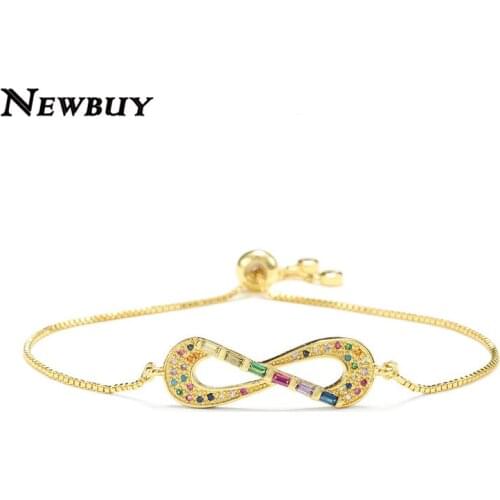 NEWBUY European Fashion Gold Bracelets For Women Cubic Zirconia Infinity Tennis Bracelet Femme Jewelry Gift Dropshipping
