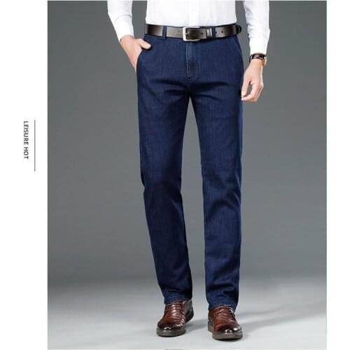2021 New Mens High Fashion Plus-up Size Jeans Loose Classic Business Casual Straight Trousers High Waist Dad Trousers