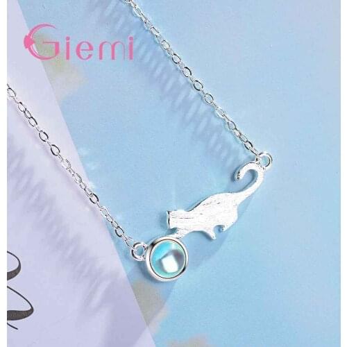 Newest Design Cute Cat Pendant for Girls Birthday Gifts Wholesale Original 925 Sterling Silver Statement Jewelry