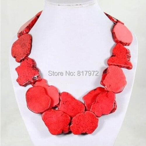 Charm New Arrival Fashionable Multilayer Chunky Red Coral Slice Necklace Choker Necklace Exaggerated Coral Stone Jewelry