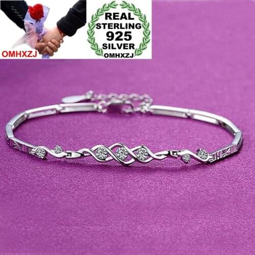 OMHXZJ Wholesale Romantic Fashion For Woman Girl Party Gift Angels Heart White Purple 925 Sterling Silver Bracelet Bangle SZ84