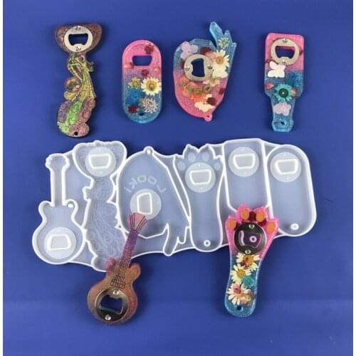 Bottle Opener Epoxy Resin Mold Beer Opener Corkscrew Silicone Mould Crafts Jewelry Keychain Making Tool U4LE