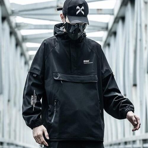 April MOMO Hip Hop Streetwear Jacket Zipper Coat Multi Pockets Cargo Jacket Tactical Function Autumn Hoody Windbreaker Coats