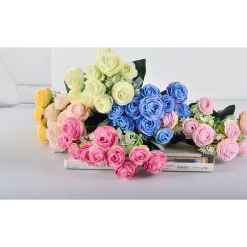 Silk Peony Bouquet Home Decoration Accessories Wedding Party Scrapbook Fake Plant Diy Pompon Artificial Rose