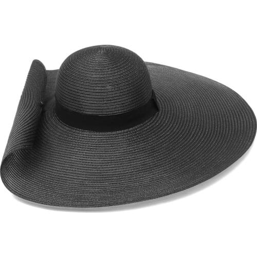 Hot WomenS White Hat Summer Black Oversized Bright Silk Net Yarn Dome Big Brim Sunbonnet Fashion Beach Cap Lady Sun Hats Party