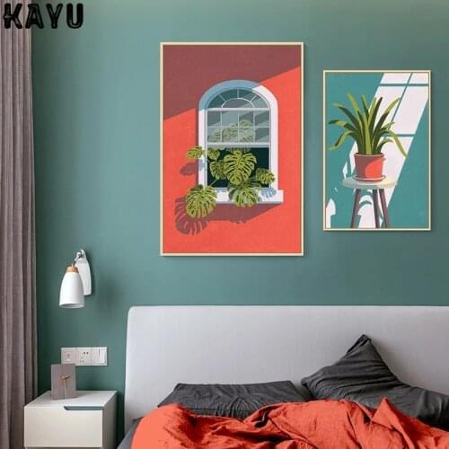 Tropical Plant In The Sun Poster Retro Style Wall Art Print Canvas Painting Living Room Nordic Home Decoretion Pictures