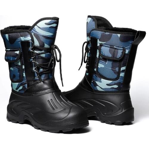 Waterproof Cold-proof Snow Boots Mens Outdoor Thickening Velvet Fishing Boots Super Warm Mens Boots Non-slip Sole Ski Boots