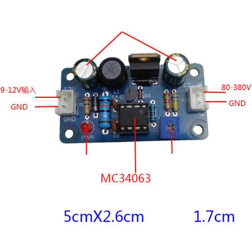 MC34063 High Voltage DC Converter NIXIE&Magic Eye Tube HV Power Module 80-380VDC Module