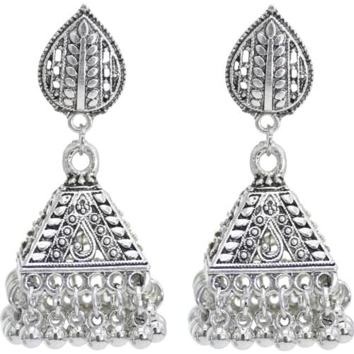 Boho Afghan Ethnic Drop Earrings For Women Pendient Gypsy Turkish Silver Color Bell Ladies Indian Earring Vintage Oxized Jewelry