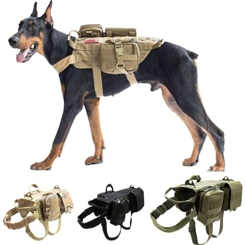 Large Tactical Dog Vest Suit Military Dog Outdoor Training Traction Harness Equipment Shepherd Dog Camouflage Combat Chest Vest