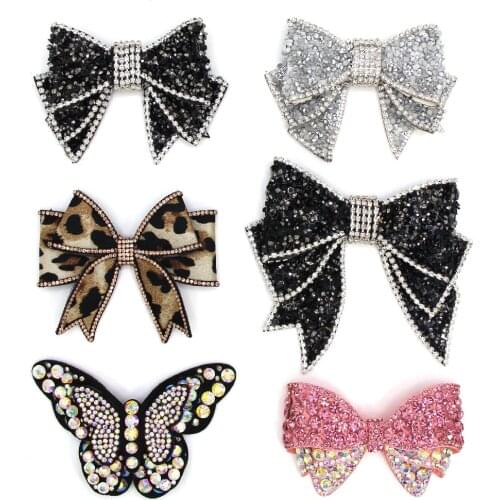 1Pcs Mix Bows/Butterfly Rhinestone Applique Flat Back Gems Handmade Sew On Rhinestone Patches For Wedding Dress Shoes Clothes