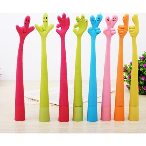 10 pcs/lot creative stationery Hand shape bending Ballpoint pen Cute cartoon finger pen Office stationery for Shop School Gift