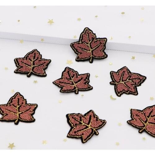 10pcs/lot Leaves Beaded patch For Clothing Iron On Embroidered Appliques DIY Apparel Accessories Patches For Clothing Fabric