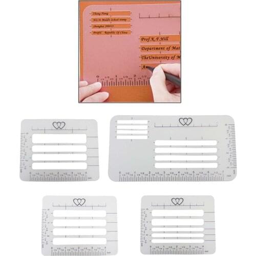 4pcs Durable Envelope Addressing Stencil Tool Template Straight Writing Kit