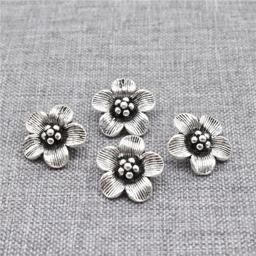 4pcs of 925 Sterling Silver Flower Charms Blossom Floral Pendants for Necklace Bracelet