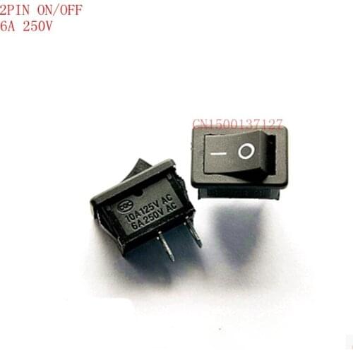 5pcs 21*15MM Rocker Switch 6A250V 2PIN ON/OFF black Rocker switch push button best quality