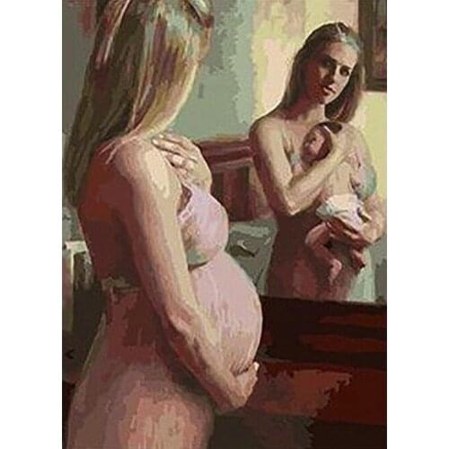 5D DIY Diamond Painting Pregnant woman baby Rhinestone Embroidery Cross Stitch Full Square round Diamond Mosaic Home Decor AZ533