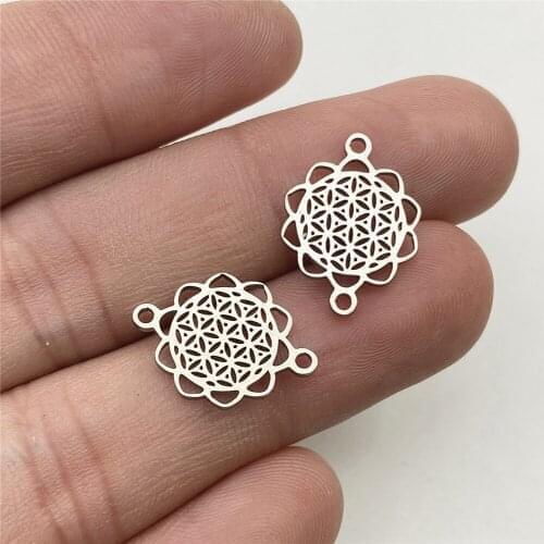 6Pcs Stainless Steel Connectors Filligree Flowers Diy 12*17mm High Finish Jewelry Handmade Diy Jewelry Making