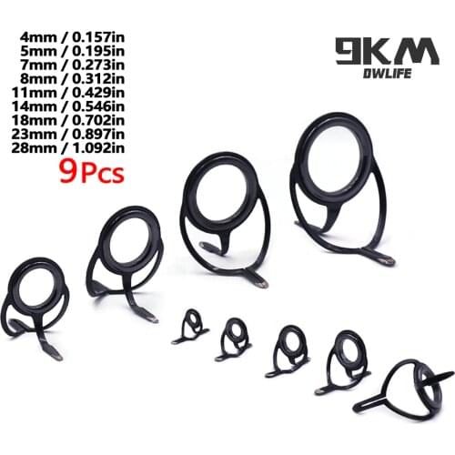 9Pcs Fishing Rod Building Saltwater Freshwater Fishing Rod Guides Accessories Stainless Steel Ceramic Ring 4~28mm Rod Repair Kit