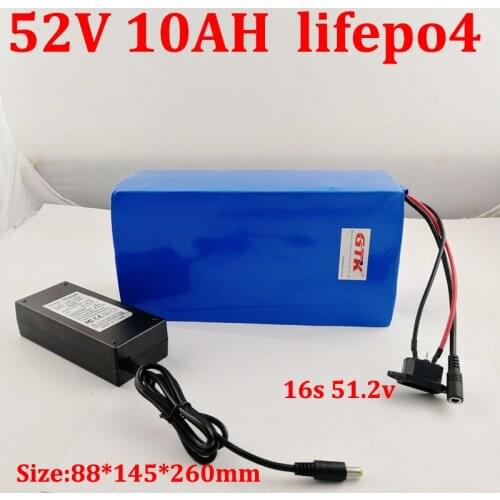 52v 10ah lifepo4 battery 48v 10ah lifepo4 with BMS 16s 51.2v for 2000w Powerful Electric Scooter Electric Bicycle + charger