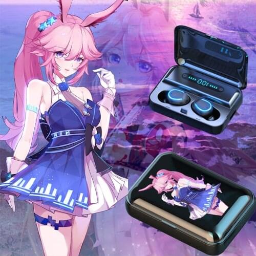 Honkai Impact Bluetooth earphones Kiana Kaslana Raiden Mei Murata Himeko cosplay For Android Wireless Earbuds 5.0 Charging box