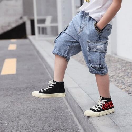 Boys Jeans Shorts Summer Bermuda Kids Knee Length Pants Teen Outfit size 4 6 8 10 12 years