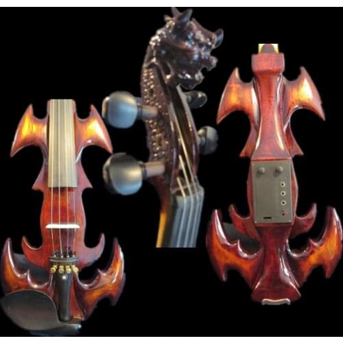 NEW model crazy -1 SONG carved dragon head 4/4 electric violin,solid wood#12055