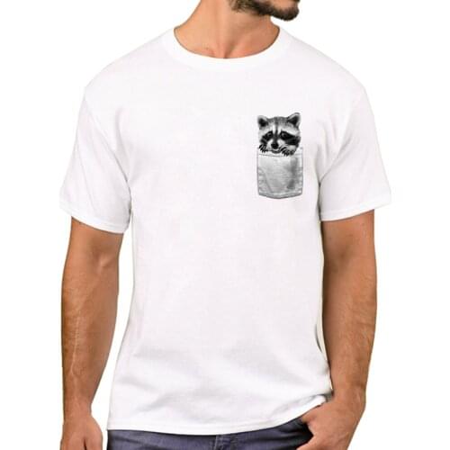TEEHUB Hot Hipster Trash Panda Men T-Shirt Funny Retro Raccoon in Pocket Printed T Shirts Short Sleeve Tshirts Cool Tee