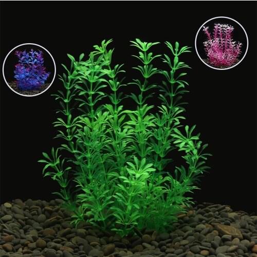 Artificial Grass Decor Simulated Aquatic Plants Fake Fish Tank Green Water Plant Aquarium Ornament+stone Base Durable