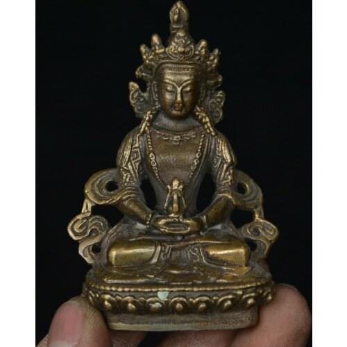 Collect China Buddhism Bronze Amitayus longevity God Goddess Boddhisattva Statue