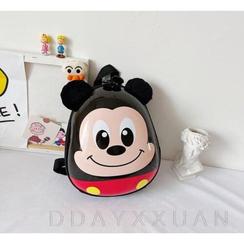 Disney Minnie Cute School Backpack Anime Winnie Mickey Hard Eggshell Shape Kindergarten Child School Bag Rucksack Birthday Gift
