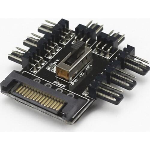 Multi Way Splitter Cooler Cooling Fan Hub PC Computer SATA 1 to 8 3pin 12V Power Socket PCB Adapter EM88