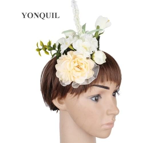 Fashion Artifical Flower With Hair Clips For Girls Hair Accessories Elegant Ladies Wedding Headwear Party Hats Accessory SYBB05