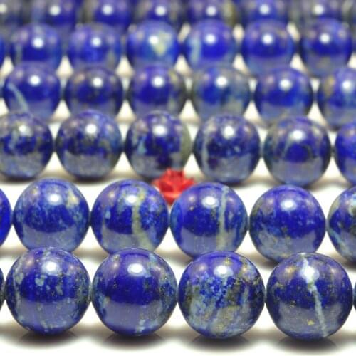Natural Lapis Lazuli Smooth Round Loose Beads Wholesale Gemstone Semi Precious Stone Bracelet Necklace Diy Jewelry Making 15"