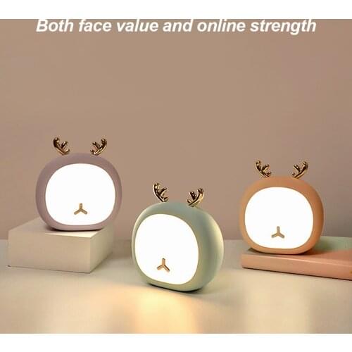 Cute Pet Night Light Deer Bunny Nursey Light For Kid Baby Stepless Touch USB Rechargeable Table Lamp Home Decoration