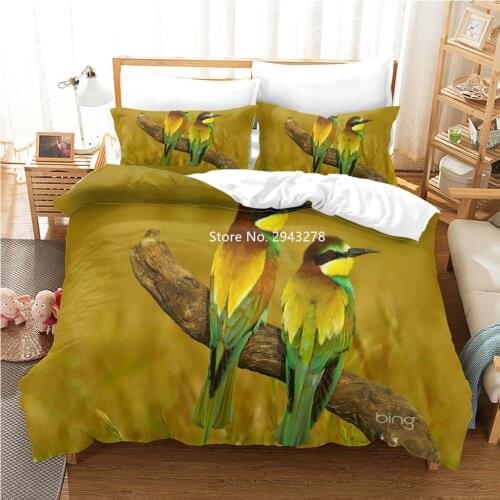New 3D-printed Bedding Set Parrot Owl Series Stylish and Comfortable Duvet Covered Pillowcase Animal Bedroom Decor Full Size