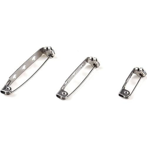 20pcs/lot Stainless Steel Brooch Base Back Bar Badge Holder Safe Lock Brooch Pins for DIY Brooch Jewelry Making Accessories