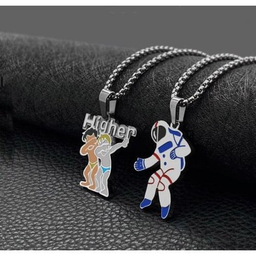 Fashion hip hop necklace titanium steel hip hop simple pendant women and men accessories hot sale