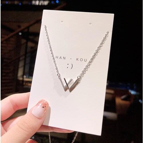 Fashion Silver Plated W Letter Pendant Necklaces Womens Crystal Inlaid Double V Letters Clavicle Chain Party Wedding Necklace