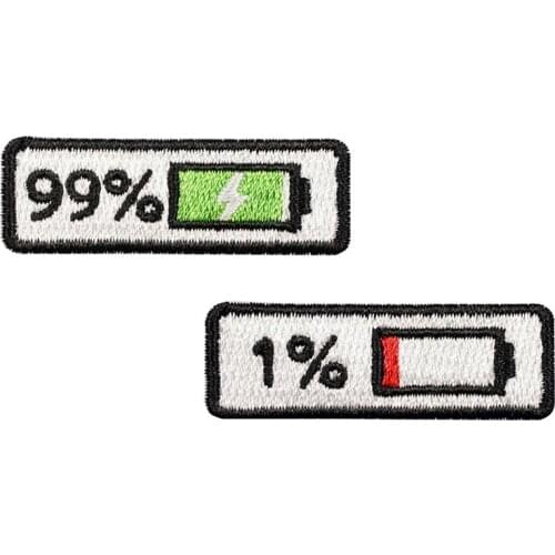 Patches for clothing Embroidery Garment Decorative Patch Battery Capacity Electricity Clothing Hot Stick DIY Bags Chest Sticking