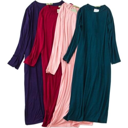 Sexy cozy modal long sleepdress women long-sleeved fashion super comfortable home nightdress women plus size nightgown