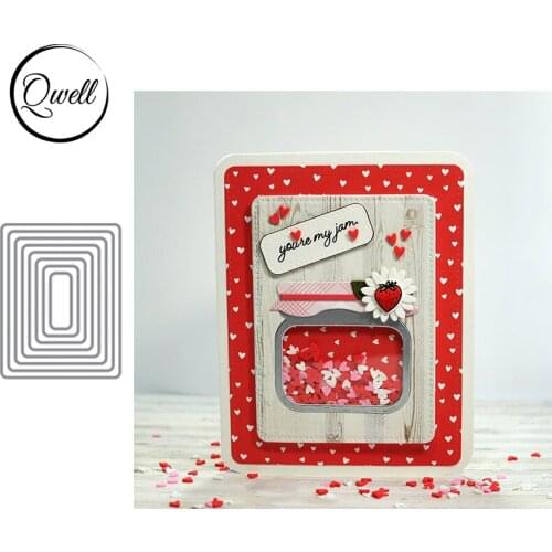 QWELL Mixed Size Layered Rectangle Cover Metal Cutting Dies Stencil for DIY Scrapbooking Craft Paper Cards Album Decor 2021