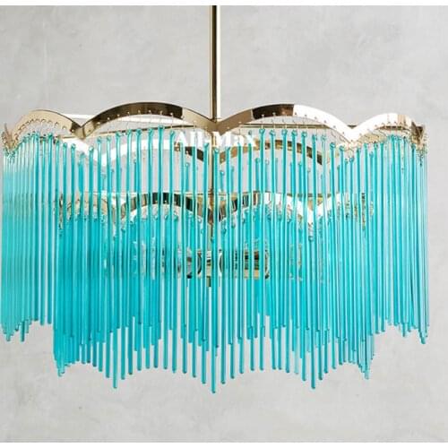 Handmade glass fringed chandelier restaurant art glass living room bedroom lamp girl model room lamp led lighting fixture led