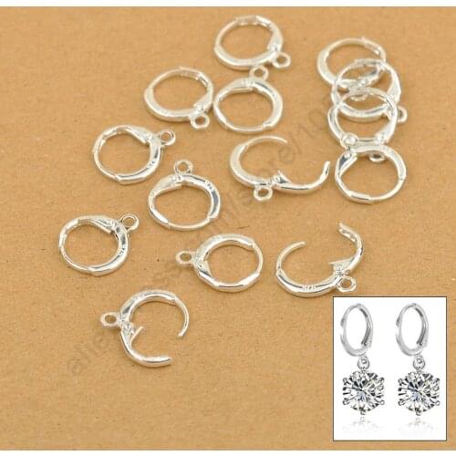 925 Sterling Silver Jewellery Leverback Ear Earwires 12MM Hoop Earrings Jewelry Findings 20PCS(10Pair) Real Pure