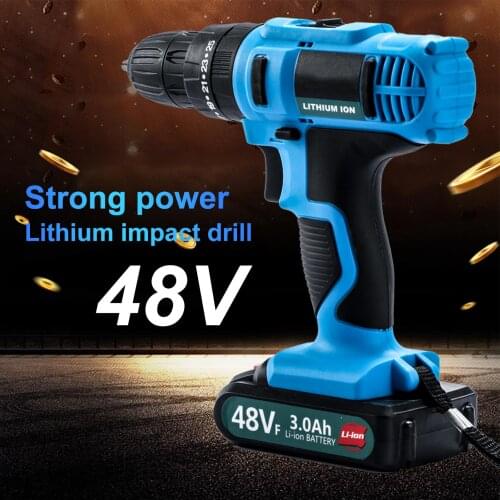 48V Wireless Rechargeable Battery Cordless Electric Drill Hole Speed Variable Electrical Screwdriver Hand Driver Wrench