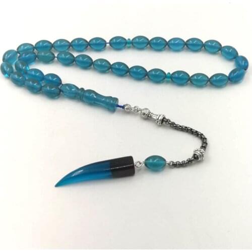 Blue Resin tasbih 33 66 99 beads Gift for Eid al-Adha wood Resin tassel Mans islam bracelet New Style 2019 tasbih