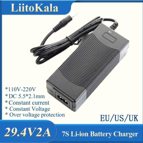 LiitoKala High quality 29.4V 2A 7S electric bike lithium battery charger for 24V 2A lithium battery pack connector charger