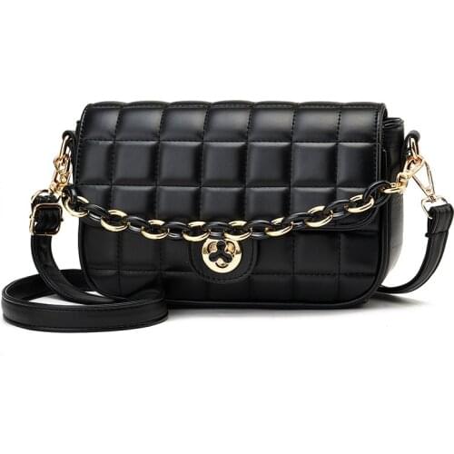 2021 Chain Women European and American style checkered Shoulder Handbag Fashion All-Match PU Leather Ladies Ins Messenger Bag