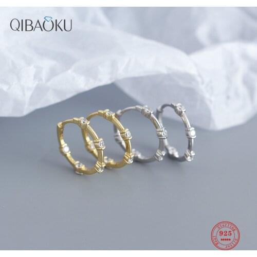 Genuine 925 Sterling Silver Hoop Earrings Fashion Round Zircon Ear Buckle for Women Minimalist Ear Jewelry Gift