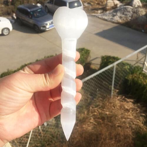 1PCS Natural Polished Selenite spiral column Heart Healing Crystal Stone Quartz Wand For Feng Shui Decoration